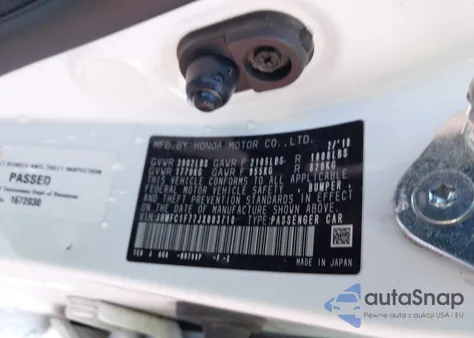 2018 Honda Civic Ex-L from USA, damaged, VIN JHMFC1F77JX003710